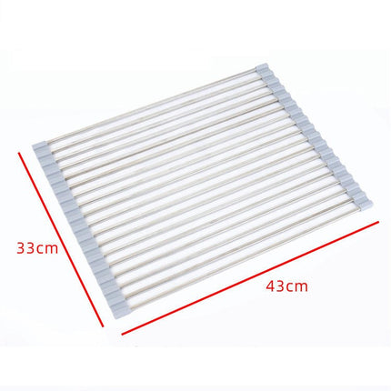 Roll up Dish Drying - Over The Kitchen Sink Rack Portable Dish Drainer Foldable Kitchen Multipurpose