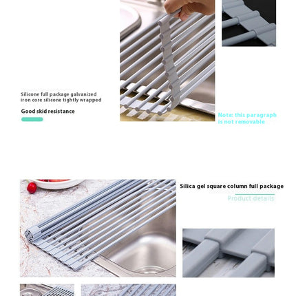 Roll up Dish Drying - Over The Kitchen Sink Rack Portable Dish Drainer Foldable Kitchen Multipurpose