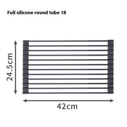 Multipurpose Roll Up Rack Heat Resistant Anti Slip Silicone Coated Steel Dish Drainer-for Kitchen Sink