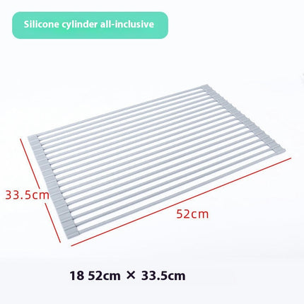 Multipurpose Roll Up Rack Heat Resistant Anti Slip Silicone Coated Steel Dish Drainer-for Kitchen Sink