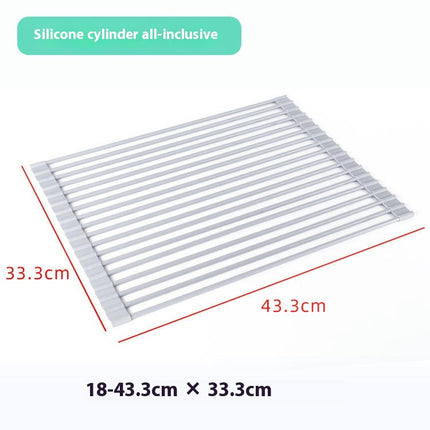 Multipurpose Roll Up Rack Heat Resistant Anti Slip Silicone Coated Steel Dish Drainer-for Kitchen Sink