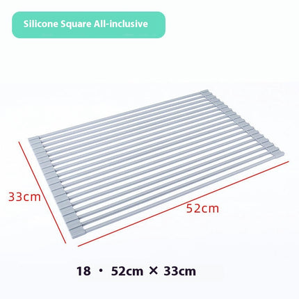 Multipurpose Roll Up Rack Heat Resistant Anti Slip Silicone Coated Steel Dish Drainer-for Kitchen Sink