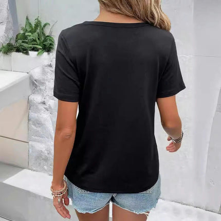 Women's Casual Cut Out Short Sleeve T Shirts Crew Neck Summer Tops