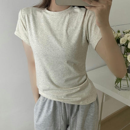 Women's Short Sleeve Crewneck T Shirt Summer Basic Slim Fit Casual Tops