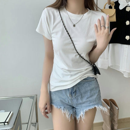 Women's Short Sleeve Crewneck T Shirt Summer Basic Slim Fit Casual Tops