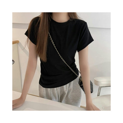 Women's Short Sleeve Crewneck T Shirt Summer Basic Slim Fit Casual Tops