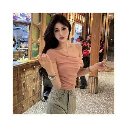 Women's Sexy Off Shoulder Tops T-Shirt Slim Fit Short Sleeves Summer T-Shirt