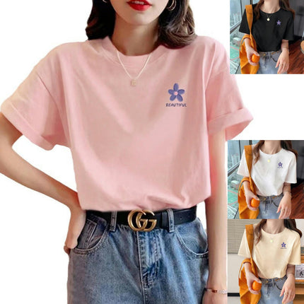 Women's Casual Basic Short Sleeve Loose T-Shirt Round Neck Tee Tops