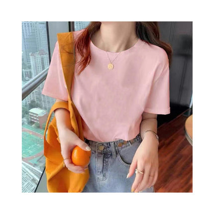 Women's Casual Short Sleeve Round Neck Tops Loose Fit Tee Shirts Basic Tops