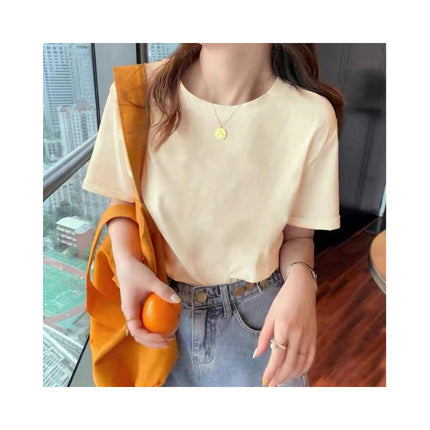 Women's Casual Short Sleeve Round Neck Tops Loose Fit Tee Shirts Basic Tops