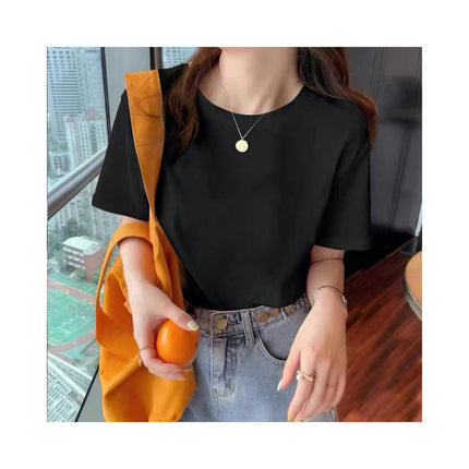 Women's Casual Short Sleeve Round Neck Tops Loose Fit Tee Shirts Basic Tops