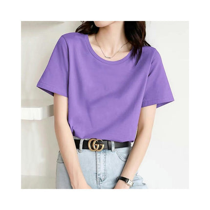 Women's Casual Short Sleeve Round Neck Tops Loose Fit Tee Shirts Basic Tops