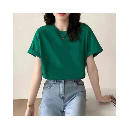 Women's Casual Short Sleeve Round Neck Tops Loose Fit Tee Shirts Basic Tops