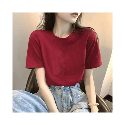 Women's Casual Short Sleeve Round Neck Tops Loose Fit Tee Shirts Basic Tops