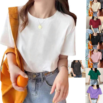 Women's Basic Short Sleeve Shirts Casual Going Out Tops Crew Neck T-Shirts Top