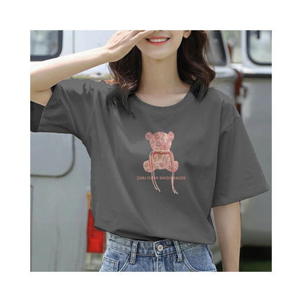 Women Summer Round Neck Short Sleeve T-Shirts Printed Loose Casual Tops