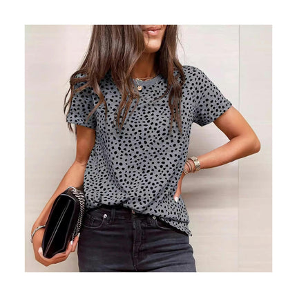 Women Summer Printed Short Sleeve Round Neck T-Shirts Loose Fit Tops