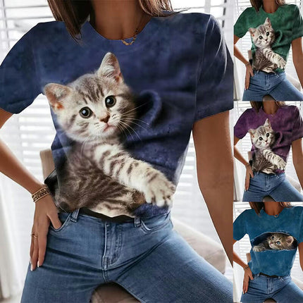 Women's Summer Tops Trendy Short Sleeve Shirts Printed Crewneck Tee