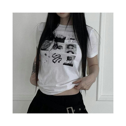 Womens Graphic Tees Short Sleeve Summer Tops Print Crew Neck Casual Loose T Shirts