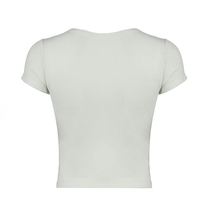 Women's Short Sleeve Crop Tops Casual Basic Square Neck Tight T Shirts