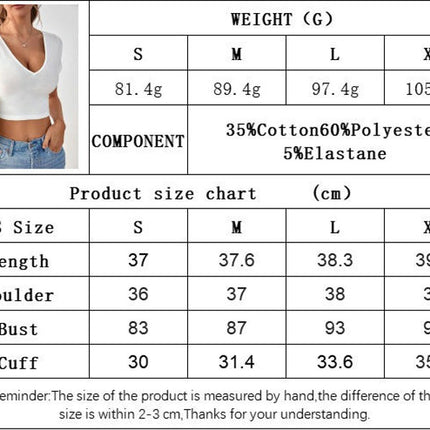 Women's Sexy V Neck Short Sleeve Crop Top Slim Fit Twist Back T Shirts