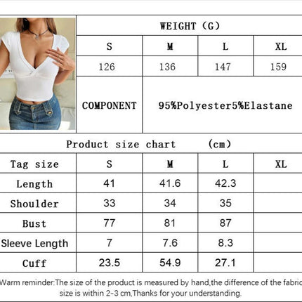 Women's Sexy Deep V Neck Short Sleeve Crop Top Slim Fit Summer T Shirts