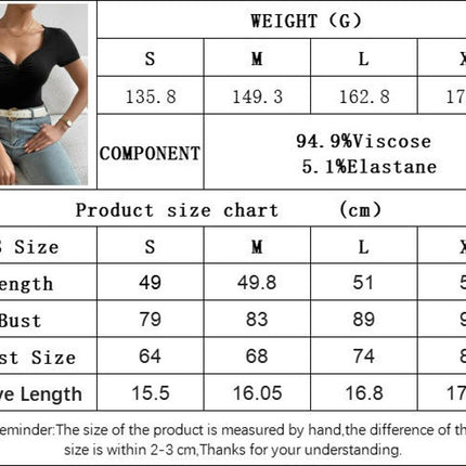 Women Summer Slim Fit Shirts Casual Short Sleeve Sweetheart Neck Ruched Tops