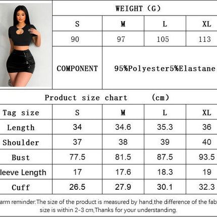 Women's Cut Out T-Shirt Crew Neck Short Sleeve Slim Fit Casual Crop Top