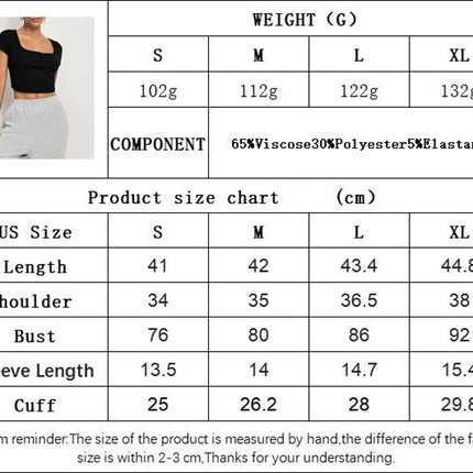 Women's Square Neck Short Sleeve Slim Fitted Ribbed Knit Basic Crop Top Tee Shirt