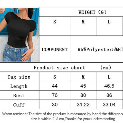 Women's Summer Slim Fit T Shirts Round Neck Short Sleeve Backless Crop Top