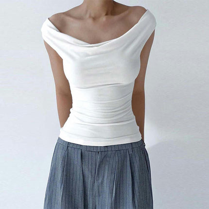 Women's Off Shoulder Cropped Tops Short Sleeve Slim Fit Backless Tie T Shirt