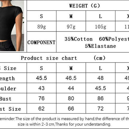 Women Sexy Backless Short Sleeve Slim Fit Crew Neck Summer Crop Tops