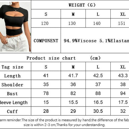 Womens Fashion Cutout Crew Neck Tops Short Sleeve Slim Fit Tee Shirts