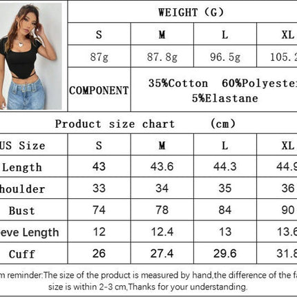 Womens Square Neck Short Sleeve Crop Top Slim Fit Sexy Ribbed Tie Summer T Shirts