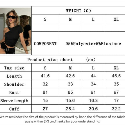 Women's Short Sleeve Summer Crop Tops One Shoulder Slim Fit T Shirts