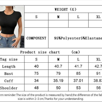 Women's Round Neck Crop Top Short Sleeve Slim Fit Backless Tie Casual T-Shirt