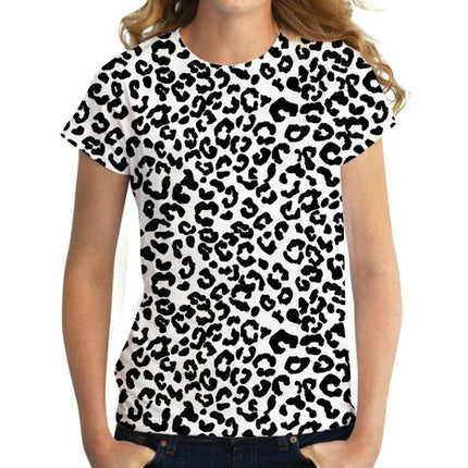 Womens Loose Tops Crew Neck Graphic Print T Shirt Short Sleeve Tunic Blouses 2