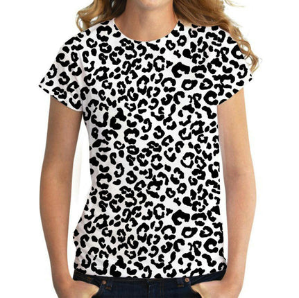 Womens Loose Tops Crew Neck Graphic Print T Shirt Short Sleeve Tunic Blouses 2