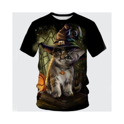 Women Summer Short Sleeve Tops Cute Cat Graphic Printed T-Shirt Crew Neck Loose Blouse 1