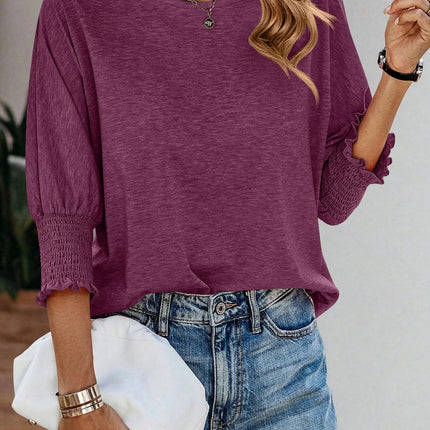 Womens Casual Tops Summer Blouses 3/4 Sleeve Crewneck T-Shirts Loose Fit Tees