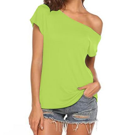 Women's Summer One Shoulder Short Sleeve T-Shirts Slim Fit Top