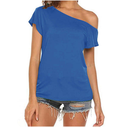 Women's Summer One Shoulder Short Sleeve T-Shirts Slim Fit Top