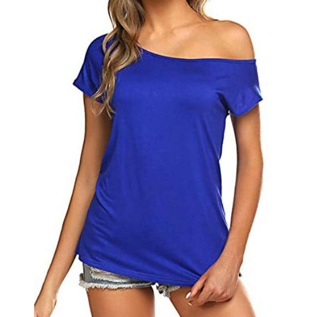 Women's Summer One Shoulder Short Sleeve T-Shirts Slim Fit Top