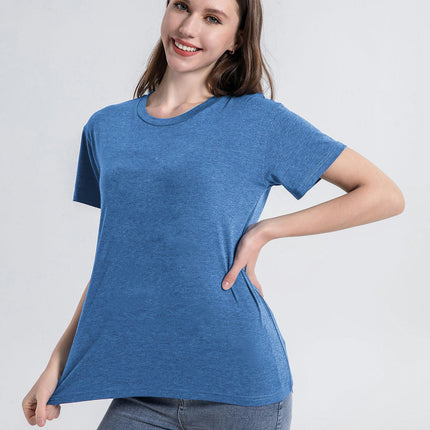 Summer Tops for Women Crewneck Short Sleeve Loose Fit Soft Blouses