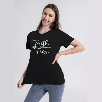 Women Casual Short Sleeve Crew Neck Basic Letters Printing Blouse T-Shirt