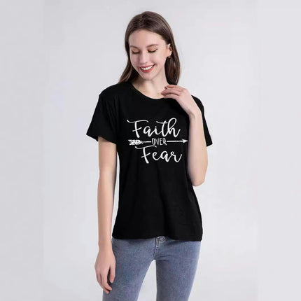 Women Casual Short Sleeve Crew Neck Basic Letters Printing Blouse T-Shirt