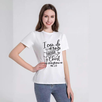 Women Summer Short Sleeve Crew Neck Basic Tops Letters Printed Blouse T-Shirt