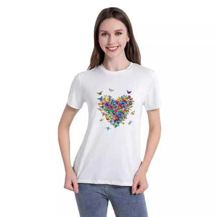 Women's Butterfly Print T Shirts Graphic Short Sleeve Tees Casual Crewneck Tops