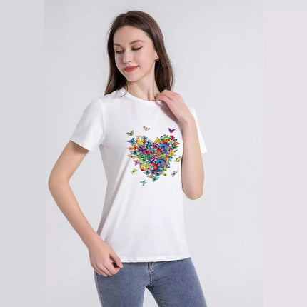 Women's Butterfly Print T Shirts Graphic Short Sleeve Tees Casual Crewneck Tops