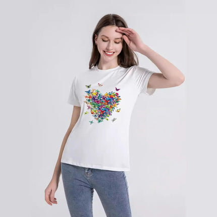 Women's Butterfly Print T Shirts Graphic Short Sleeve Tees Casual Crewneck Tops